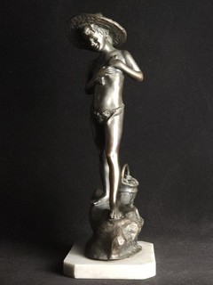 Giovanni Varlese (1888 1922) Sculpture "Fisherman Boy" Italy Signed
