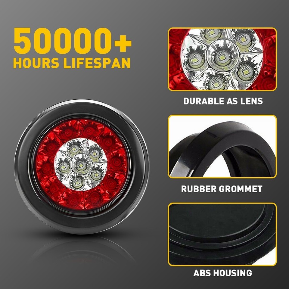 Round Red/Amber 16-LED Truck Trailer Brake Stop Tu... – Grandado - Foto 9