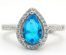 2CT Blue Topaz  Topaz 925 Solid Sterling Silver Ring Sz 6 NB2-7