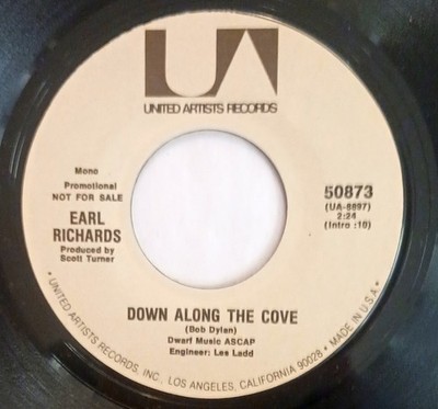 Earl Richards Down Along The Cove DYLAN COVER Mono/Compatible Stereo Promo on UA