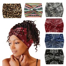 Boho Headband Women Extra Wide Headwrap Non Slip Floral Print Head Wrap Women's