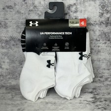NWT Under Armour Performance Tech No Show Socks Youth 13.5K-4.5 White 6-Pack