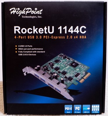 HighPoint RocketU 4-Port USB 3.0 PCI-Express 2.0 x4 Adapter Card (1144C)