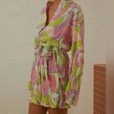 Peppermayo Soho Chic Shirt Plisse Dress Retro Swirl Size 0