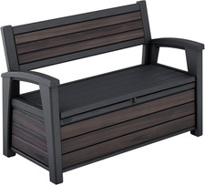 Keter Signature Outdoor Storage Bench 227L | Seats 2 Adults | Decocoat Wood-Look