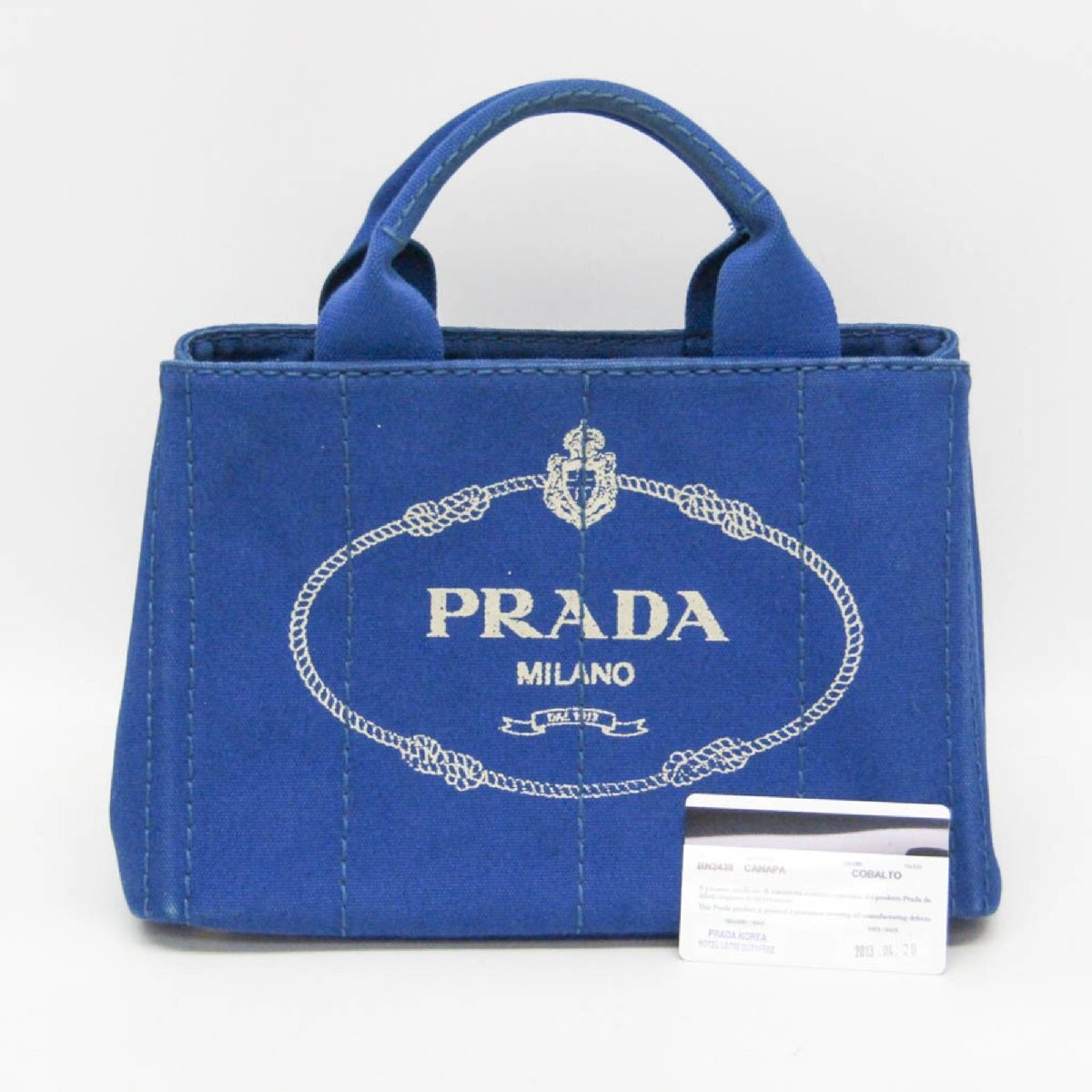 PRADA CANAPA BN2439 Ladies Canvas Handbag Blue from japan thumbnail 2