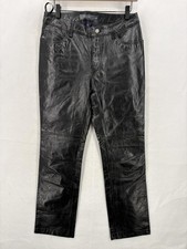 Vintage GAP Leather Pants Womens 8 Black Boot Cut Genuine Y2K 2000s Moto Biker