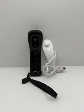 Nintendo Wii RVL-036 Motion Plus Black Remote with OEM Nunchuck - Tested