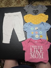 Girls Sz 6-9m Lot Of Pants And 4 Tops