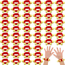 60 Pcs Christmas Wrist Band Bells Bracelets Wrist Band Jingle Gold Bells Bracele