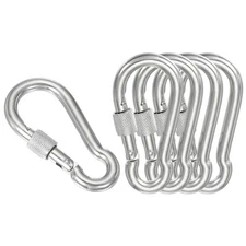 5Pcs M9 3.19" Screw Locking Clips 304 Stainless Steel Spring Snap Hook Silver