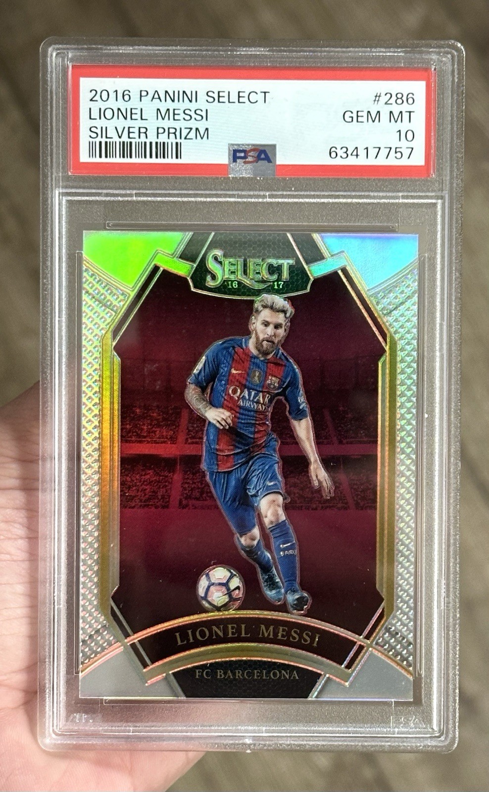 2016-17 Select Lionel Messi Field Level Silver Prizm SSP PSA 10 LOW POP BARCA