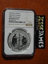 2020 REVERSE PROOF SILVER MAYFLOWER 400TH ANNIVERSARY MEDAL NGC PF70 1 OZ .999