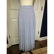 Vintage Carole Little Micro-Gingham Pleated Maxi Skirt Elastic Waist Sz 14W P