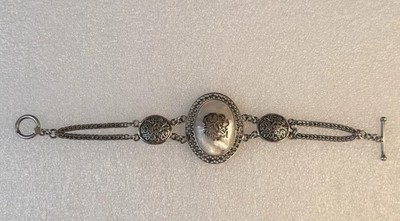 Bali Style 925 Sterling Two Row 27.5gr MOP Toggle Clasp Bracelet 7 1/4'' #10