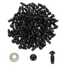 150 Set 6mm Safety Eyes Plastic Craft Eyes with Washers Black