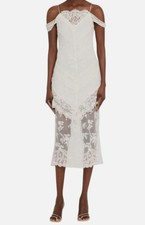 LoveShackFancy Women's White Riville Lace Off-The-Shoulder Maxi Dress Size 4