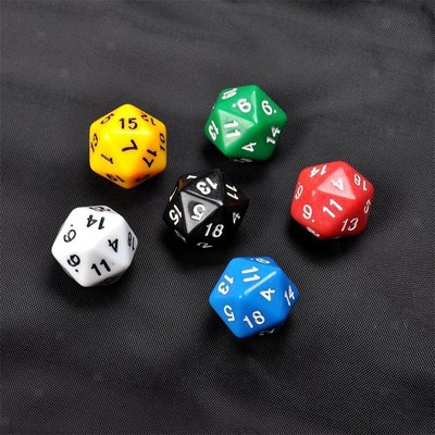Undurchsichtiges, buntes zwanzigseitiges Würfelset D20 für RPG Rollenspiele,