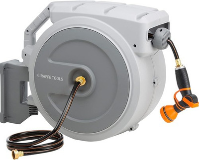 #ad Giraffe Tools Retractable Garden Water Hose Reel Wall Mounted 5 8quot; x 90 ft $152.79