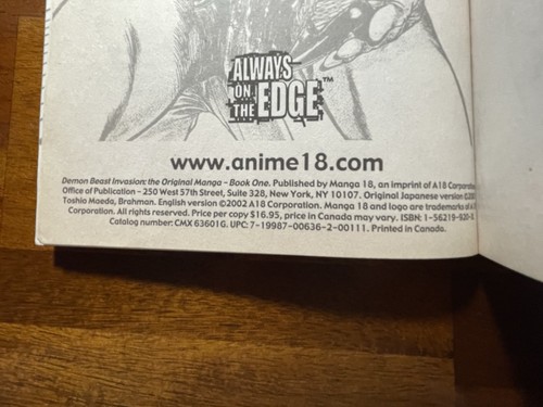 Demon Beast Invasion Manga Book 1 English by Toshio Maeda (Very Rare) Manga 18 - Picture 5 of 8