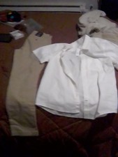 Beige Pants, White Shirt, Boys' Solid Color Mixed Clothing Lot