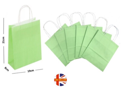 Pastel Green Paper Gift Bags BB Twisted Handles Carrier / Party Loot Favour Bag