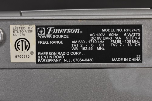 Emerson Model RP6427S Instant Weather TV Sound AM FM Portable Radio - Picture 11 of 12