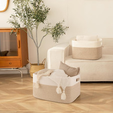 75L Large Cotton Rope Blanket Basket 22"X17"X12" Storage Bin for Toys, Nursery