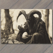 FLATCARD Evil Goat Horned Figure Easter Egg Ominous Mythical Horror Fantasy