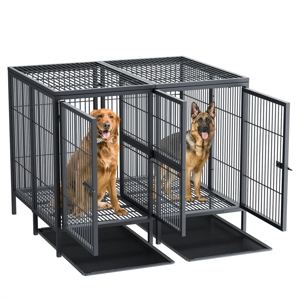 52x40'' Heavy Duty Metal Dog Crate Cage Indoor Outdoor Kennel Pen