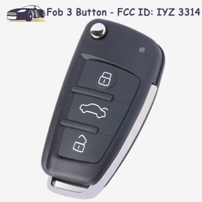 Flip Remote Key Fob 3 Button 315MHz 8E Chip FCC ID: IYZ 3314 for Audi A6 S6 Q7