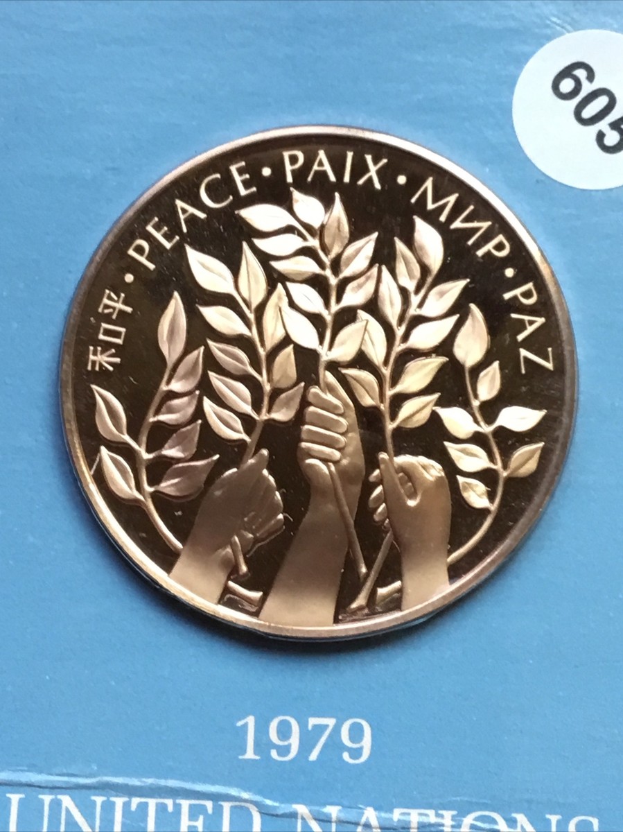 1979 UNITED NATIONS PEACE MEDAL - SOLID BRONZE - IN ORIGINAL