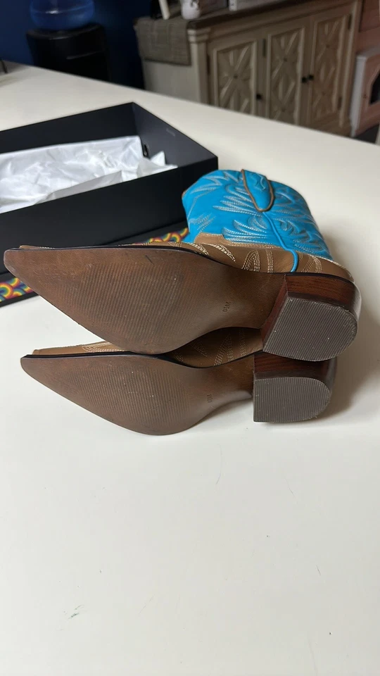 Guess by Marciano PUNK Turquesa Marrón Cuero Vaquero Botas Punta Mujer 6.5 Foto 4 de 4