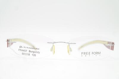 Brille FREE FORM FFA457 Titanium Silber Rot Randlos Brillengestell Neu