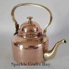 Copper Hammered Tea Kettle Teapot Kitchen Décor Coffee Serving Tableware 1 Liter