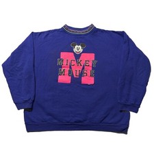 Vintage 90s Mickey Mouse Sweatshirt Womens Medium Blue Pullover 80s Hipster Cute