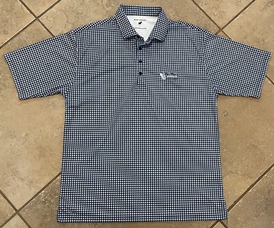 Horn Legend Polo Shirt Men’s Large Blue White Checks Big Rock Golf Course 