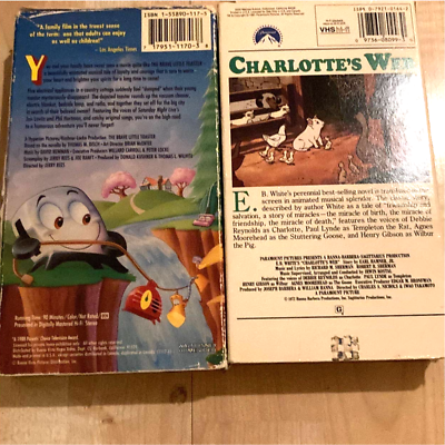 The Brave Little Toaster Slip Cover VHS & Charlotte's Web Slip