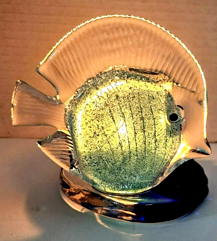 Castiçal votivo oceano peixe azul água e transparente vidro, soprado à mão. Marinha. - Imagem 4 de 4