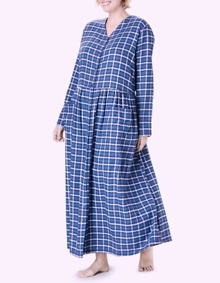 Only Necessities Plus Size Blue Sapphire Plaid Flannel Snap-Front