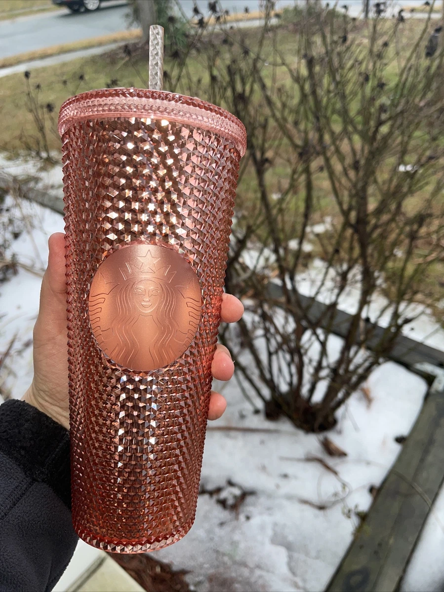 Rare Starbucks Rose Gold Studded Cold Cup Tumbler Venti 24oz Spike Hologram  2019