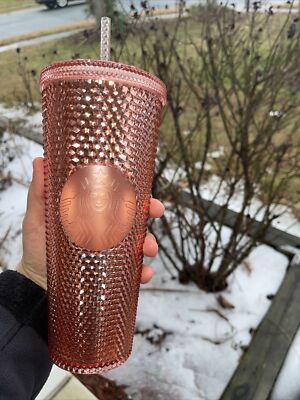 Rare Starbucks Rose Gold Studded Cold Cup Tumbler Venti 24oz Spike