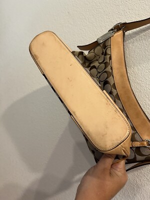 Coach Purse Tan And Brown Shoulder Bag 6346 With Dust Bag And Box