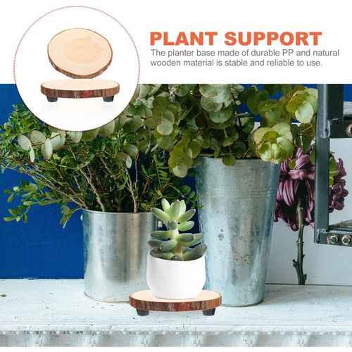 2 Pcs Round Wood Chip Base Planter Stand Flower Pot Holder Holders - Picture 8 of 12