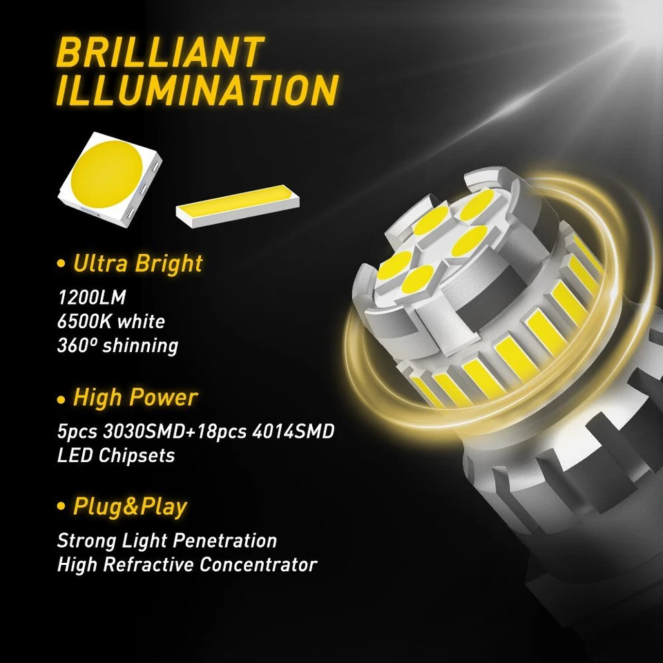 Juego de 2 pares de bombillas de luz diurna LED DRL de 23 chips 3157 3156 3057 6500K W Foto 2 de 4