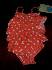NWT 6-12M or 2/3 Mini Boden Red Watermelon Spotted Swimsuit w/ Ruffled Tiers