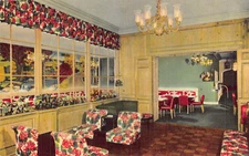 Tally-Ho Evanston Illinois postcard vintage linen floral dinning restaurant