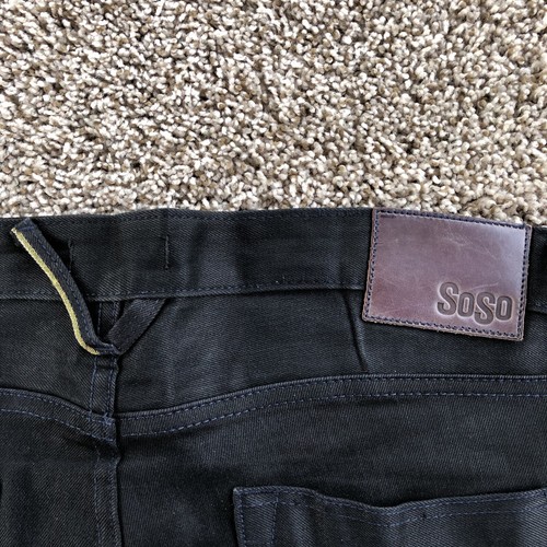 SoSo Selvedge Denim Jeans Mens Size 36 Black Gold Trims Custom Made Pants READ - Picture 10 of 14