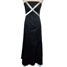 VERA WANG GOWN WOMEN'S SIZE 8 BLACK DRESS WHITE STRAPS BRIDESMAID PROM BLACK TIE
