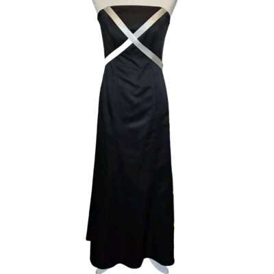 VERA WANG GOWN WOMEN'S SIZE 8 BLACK DRESS WHITE STRAPS BRIDESMAID PROM BLACK  TIE | eBay